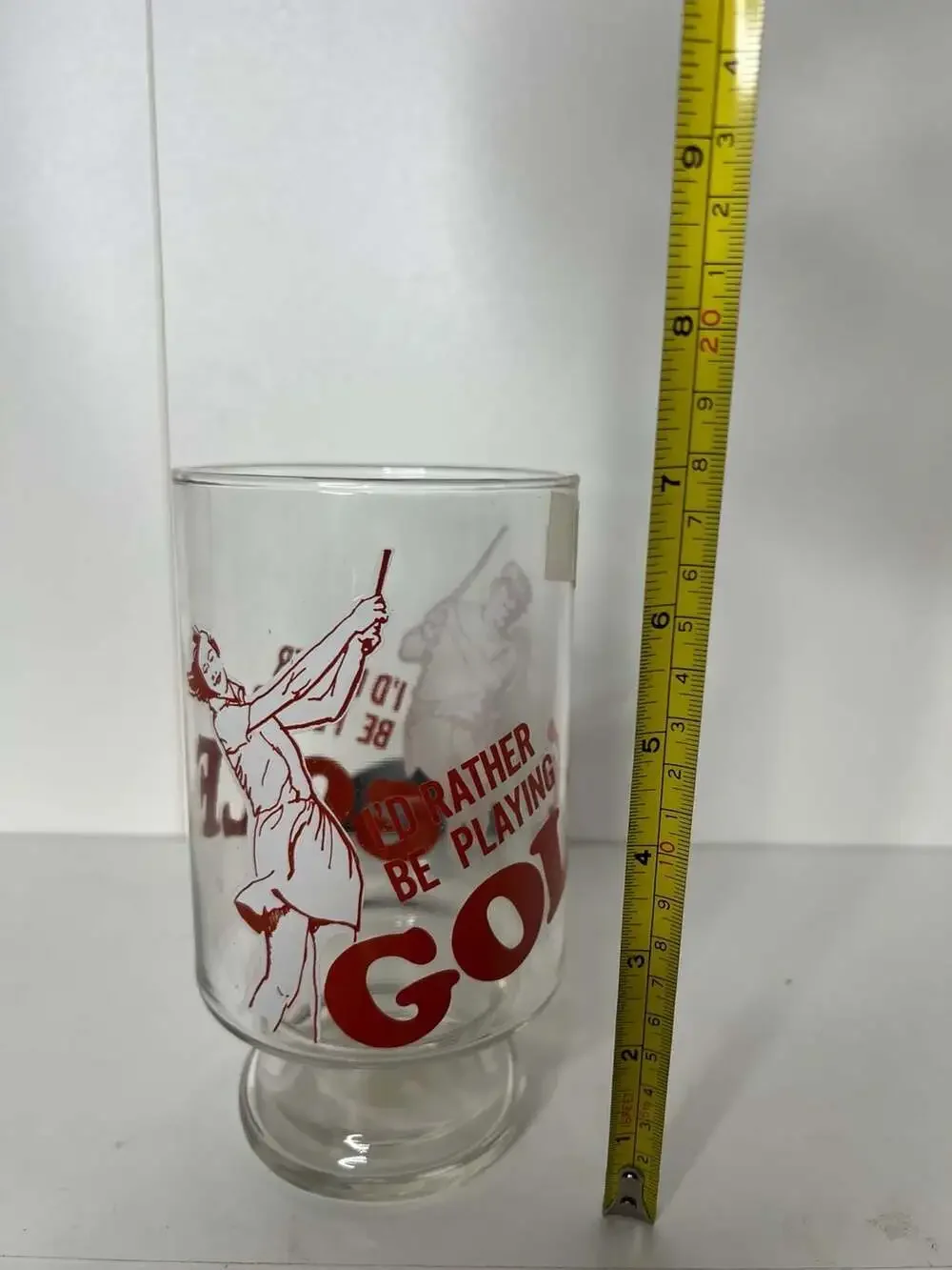 Vintage I'd Rather Be Playing Golf Footed Drinking Glass Tumbler